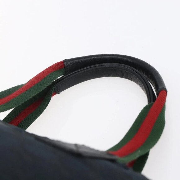 GUCCI GG Canvas Web Sherry Line Hand Bag Black Red Green 131228 Auth 152084 - Picture 9 of 16